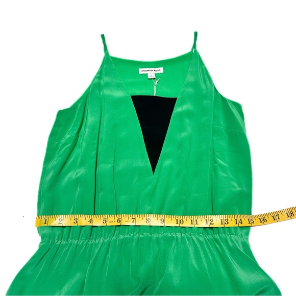 Country Road Australia 100% Silk Vibrant Green Apron Neck Midi Swing Sun Dress - Picture 6 of 10